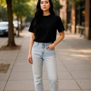 Arizona Jeans High Rise Faded Acid Wash Straight Leg- 11